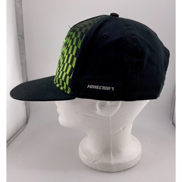 Mojang Minecraft Creeper Hat Cap Youth Green Black Adjustable Snapback OSFM - Picture 2 of 5